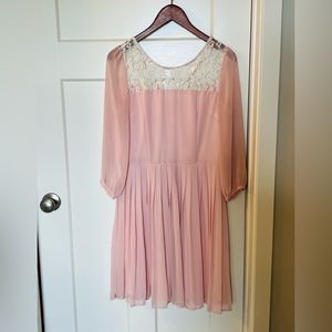 New Blush Pink Lace A-line Dress Medium
